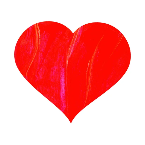 Red heart with abstract lines, texture, isolated on white background. Watercolor illustration. Icon. Valentines Day. Love. For postcards, wedding invitations, website design. —  Fotos de Stock