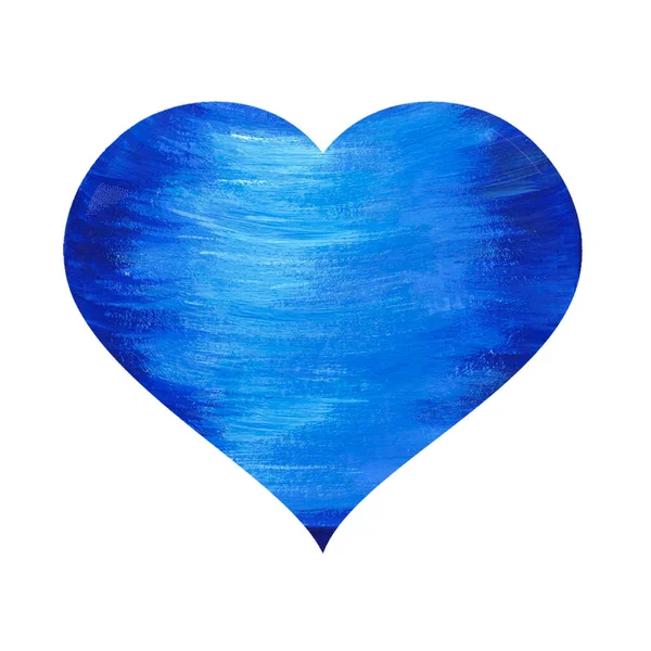 Blue heart with light highlights, abstract brush strokes, isolated on white background. Watercolor illustration. Icon. Valentines Day. For the design of cards, wedding invitations. — стоковое фото