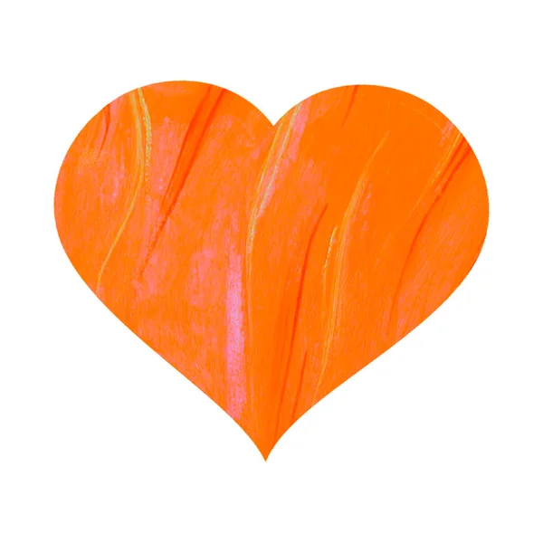 Bright orange heart, with light abstract brush strokes, isolated on a white background. Watercolor illustration. Valentines Day. Love. Icon. For site design, postcards. — Stock Photo, Image