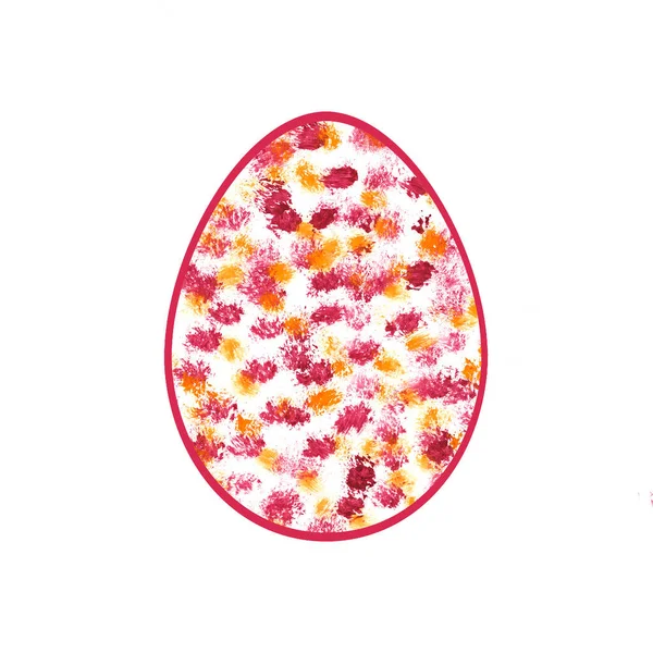 Velikonoční vajíčko v růžové, žluté a vínové, malované abstraktními tahy štětcem. Izolovat na bílém pozadí. Symbol dovolené. Obrázek barvy akvarelu. — Stock fotografie