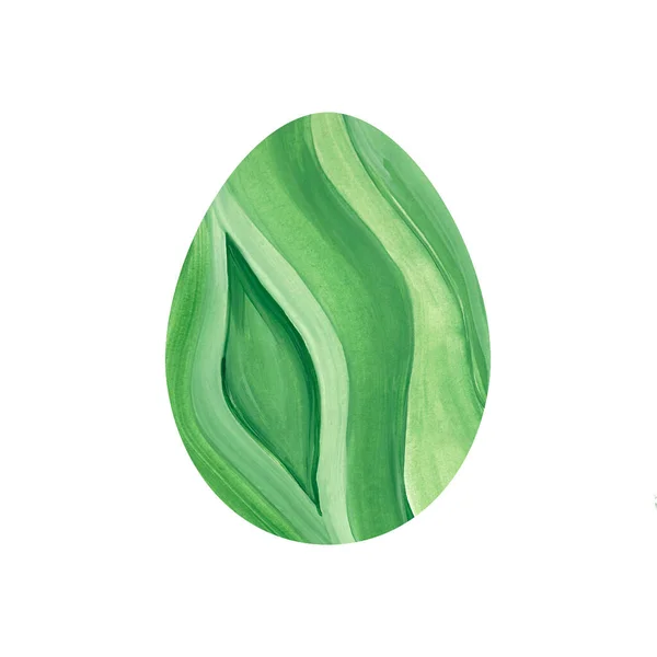 Wielkanoc Zielone Jajko Abstrakcyjnymi Paskami Izolowane Białym Tle Ikona Element Obraz Stockowy