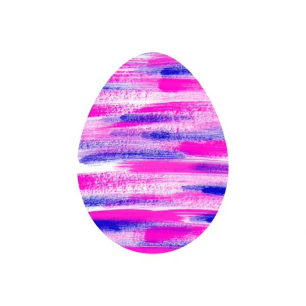 Œuf de Pâques peint avec des coups de pinceau de texture horizontale lilas, pourpre et rose isolé sur fond blanc. Icône. Illustration aquarelle. Pour la conception de cartes postales, étiquettes, emballages. — Photo