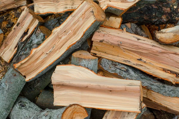 Dřevo Podpal Sobě Nahodile Naskládáno Dřevěná Textura Hromada Dřevěných Klád — Stock fotografie