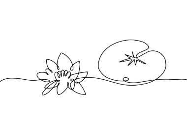 Çizgili sanat suyu zambağı. Yapraklı nilüfer çiçeği. Güzellik salonu logosu