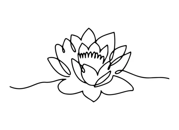 Ligne art nénuphar. Lotus minimal. Logo pour produits de beauté — Image vectorielle