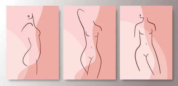 Art print. Female body sketch, line drawing of beautiful figure. — Vettoriale Stock
