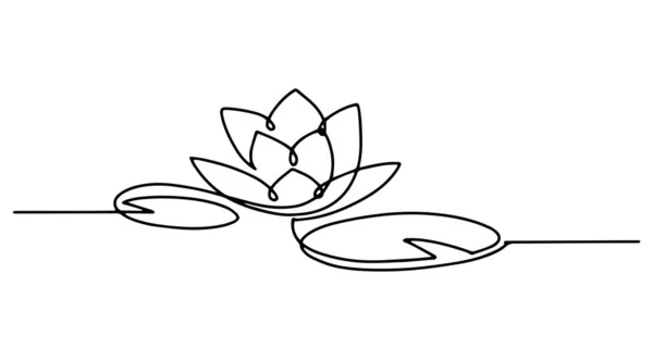 Ligne lotus art avec des feuilles. Logo pour produits de beauté, salon de spa. Nénuphar simple — Image vectorielle