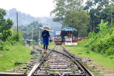 Yağmurlu bir günde demiryolunda yürüyen bir adam. Onun elinde bir şemsiye var. Demiryolunda şemsiyeli bir adam, yeni maceralar ve seyahatler bekliyor..