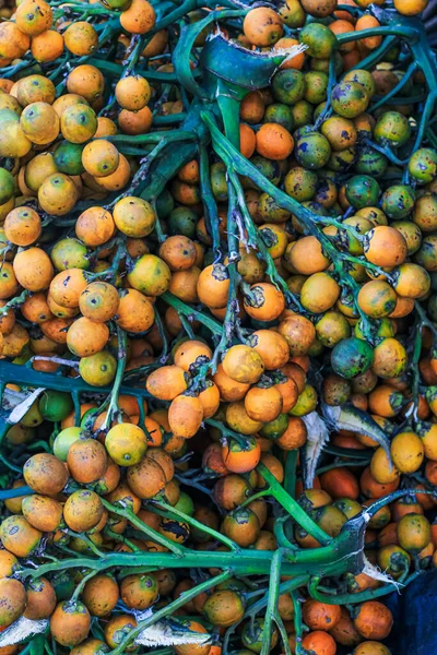 Oranžové Betelové Ořechy Nebo Areca Katechu Ořechové Hrozny Palmě Betelový — Stock fotografie