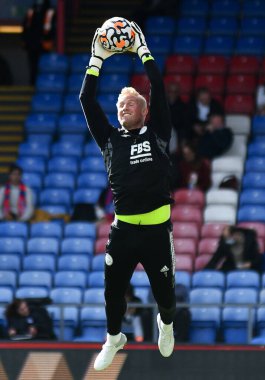 Leicester 'lı Kasper Schmeichel, Crystal Palace FC ile Selhurst Park' taki Leicester CIty FC arasında oynanan 2021-22 Premier Lig karşılaşması öncesinde çekilmiştir. Telif Hakkı: Cosmin Iftode / Picstaff