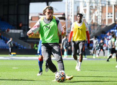 Londra, İngiltere - 3 Ekim 2021: Saray 'dan Conor John Gallagher, Crystal Palace FC ile Selhurst Park' taki Leicester CIty FC arasında oynanan 2021-22 Premier Lig karşılaşması öncesinde çekilmiştir. Telif Hakkı: Cosmin Iftode / Picstaff