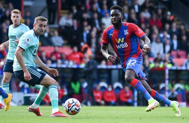LONDON, ENGLAND - 3 Ekim 2021: Saray 'dan Odsonne Edouard 2021-22 Premier Lig maçında Selhurst Park' taki Crystal Palace FC ile Leicester CIty FC arasında çekildi. Telif Hakkı: Cosmin Iftode / Picstaff