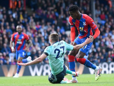 LONDON, ENGLAND - 3 Ekim 2021: Saray 'dan Odsonne Edouard 2021-22 Premier Lig maçında Selhurst Park' taki Crystal Palace FC ile Leicester CIty FC arasında çekildi. Telif Hakkı: Cosmin Iftode / Picstaff