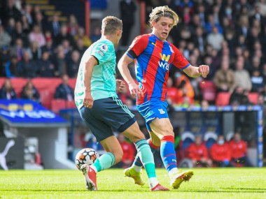 LONDON, ENGLAND - 3 Ekim 2021: Saray 'dan Conor John Gallagher, Crystal Palace FC ile Selhurst Park' taki Leicester CIty FC arasında oynanan 2021-22 Premier Lig maçında çekildi. Telif Hakkı: Cosmin Iftode / Picstaff