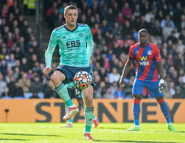 Londres Inglaterra Octubre 2021 Jamie Vardy Leicester Fotografiado Durante Partido — Foto de Stock