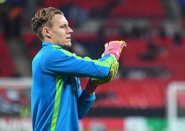 LONDON, ENGLAND - NOVEMBER 2, 2016: Leverkusen 'den Bernd Leno, Tottenham Hotspur ve Bayern Leverkusen arasında oynanan UEFA Şampiyonlar Ligi E Grubu maçı öncesinde Wembley Stadyumu' nda çekilmiştir. Telif Hakkı: Cosmin Iftode / Picstaff