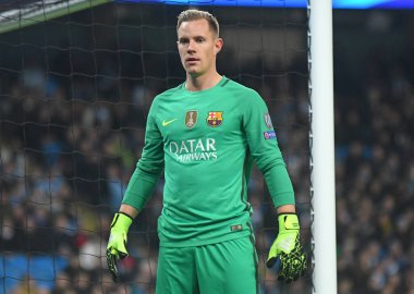 MANCHESTER, ENGLAND - NOVEMBER 1, 2016: Barcelona 'dan Marc-Andre ter Stegen Manchester City ve FC Barcelona arasında oynanan UEFA Şampiyonlar Ligi C Grubu maçı sırasında Manchester Stadyumu' nda görüntülendi. Telif Hakkı: Cosmin Iftode / Picstaff