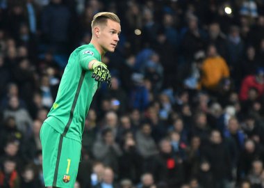 MANCHESTER, ENGLAND - NOVEMBER 1, 2016: Barcelona 'dan Marc-Andre ter Stegen Manchester City ve FC Barcelona arasında oynanan UEFA Şampiyonlar Ligi C Grubu maçı sırasında Manchester Stadyumu' nda görüntülendi. Telif Hakkı: Cosmin Iftode / Picstaff