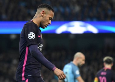 Manchester City ve FC Barcelona arasında oynanan UEFA Şampiyonlar Ligi C Grubu maçı sırasında Manchester City of Manchester Stadyumu 'ndaki Neymar Jr. Telif Hakkı: Cosmin Iftode / Picstaff