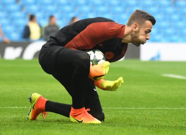 MANCHESTER, ENGLAND - 24 AĞUSTOS 2016: Etihad Stadyumu 'nda Manchester City (Engalnd) ile FCSB (Romanya) arasında oynanan 2016 / 17 UEFA Şampiyonlar Ligi karşılaşmasının ikinci ayağı öncesinde Angus Gunn of City resmi olarak çekilmiştir. Telif Hakkı: Cosmin Iftode / Picstaff