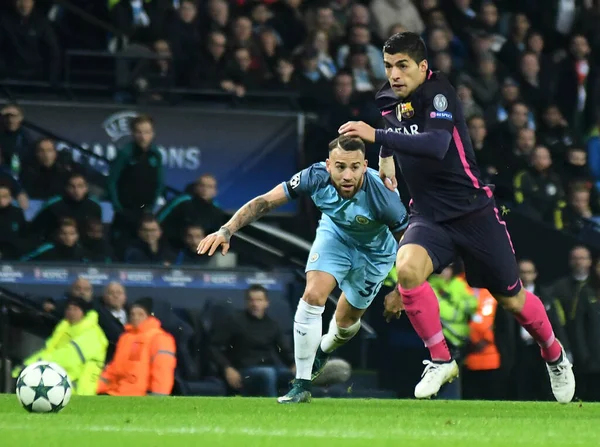 Manchester England Novembro 2016 Nicolas Otamendi City Luis Suarez Barcelona — Fotografia de Stock