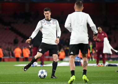 LONDON, ENGLAND - MARCH 7, 2017: Robert Lewandowski of Bayerm pictured prior to the second leg of the UEFA Champions League Round of 16 game between Arsenal FC and Bayern Munchen at Emirates Stadium. Copyright: Cosmin Iftode/Picstaff
