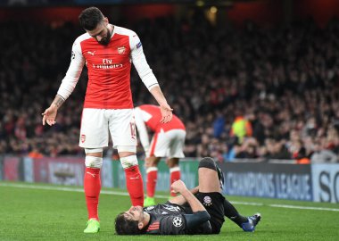 LONDON, ENGLAND - 7 Mart 2017: Arsenal 'den Olivier Giroud, Arsenal Stadyumu' ndaki Arsenal FC ve Bayern Munchen arasında oynanan 16. Telif Hakkı: Cosmin Iftode / P