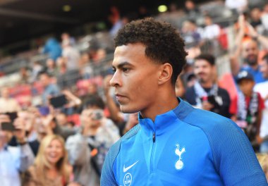 Tottenham 'dan Dele Alli, Tottenham Hotspur ve Juventus Torino arasında Wembley Stadyumu' nda oynanan dostluk maçı öncesinde çekilmiştir. Telif Hakkı: Cosmin Iftode / Picstaff