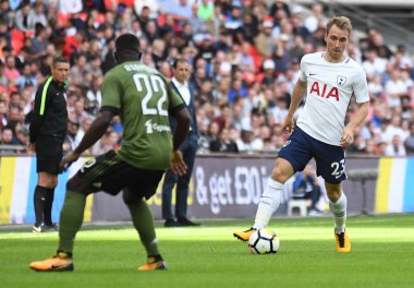 Tottenham 'dan Christian Eriksen, Tottenham Hotspur ve Juventus Torino arasında Wembley Stadyumu' nda oynanan dostluk maçı sırasında çekilmiştir. Telif Hakkı: Cosmin Iftode / Picstaff