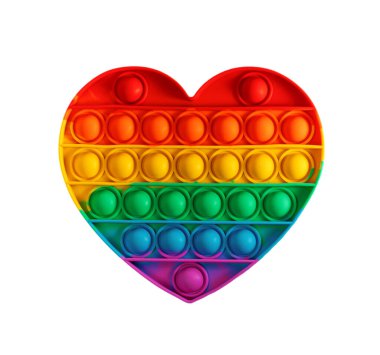 Beyaz arka planda oyuncak gibi oynat. Yalıtılmış kalp patlar..