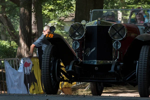 Soestdijk, The Netherlands - AUG 24, 2019: a n old classic car during a competition at Concours d'Elegance Paleis Soestdijk.