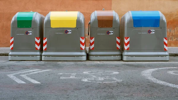 Colored recycle bins in Barcelona to promote sustainability