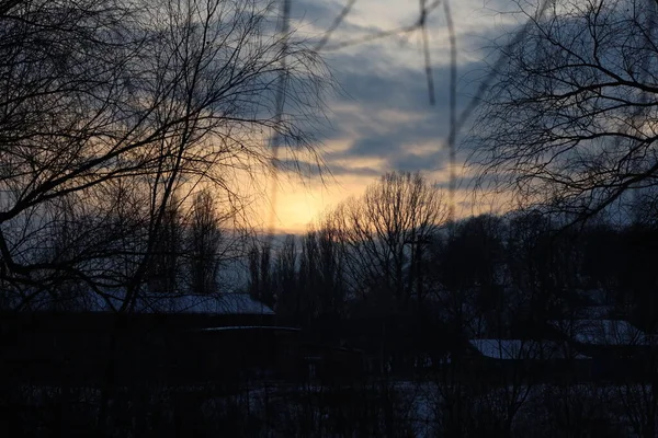 Ηλιοβασίλεμα Στο Χωριό — Φωτογραφία Αρχείου