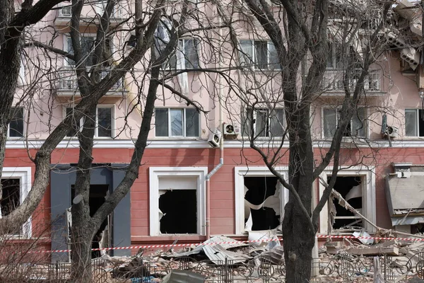 Consequences Explosion Ukraine Russian Missile War Ukraine Russia — стоковое фото