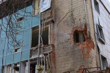 Chernihiv Ukrayna 03.30.2022 Rusya 'nın Chernihiv şehrini bombalamasının sonuçları