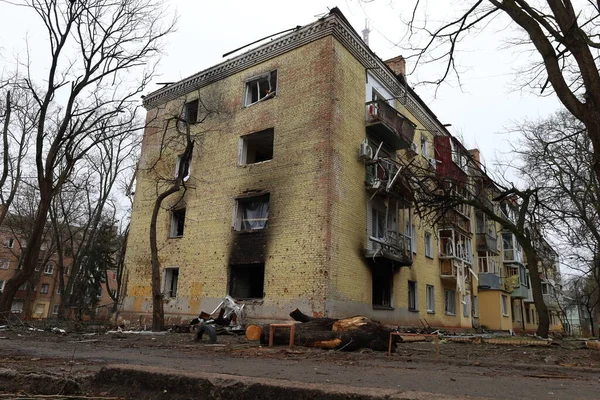 Черниговская Украина 2022 Последствия Обстрела Россией Города Чернигова — стоковое фото