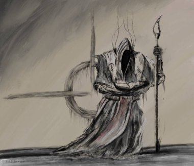 Fantezi karakteri, personel ve kitapla büyücü.