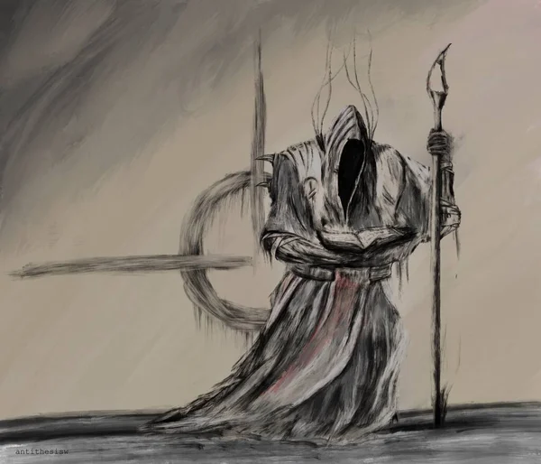 Fantezi karakteri, personel ve kitapla büyücü.