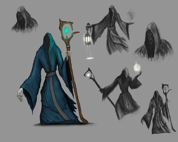 Mage Fantasy Character Character Development Game Concept Art Digital Illustration lizenzfreie Stockbilder