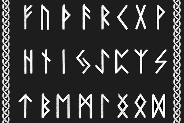 Runic Alphabet Futhark Raw Dark Illustration — Stock Photo, Image