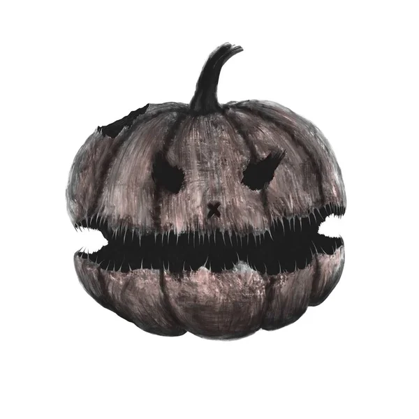 Scary Halloween Pumpkin Dark Pumpkin Illustration Horror Art — Stok fotoğraf