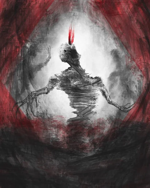 Canavar iskeleti, korku fantazisi, karanlık gotik sanat.