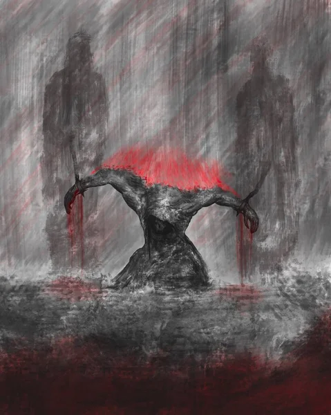 Hapishane, karanlık korku çizimi, mahkum karakteri.