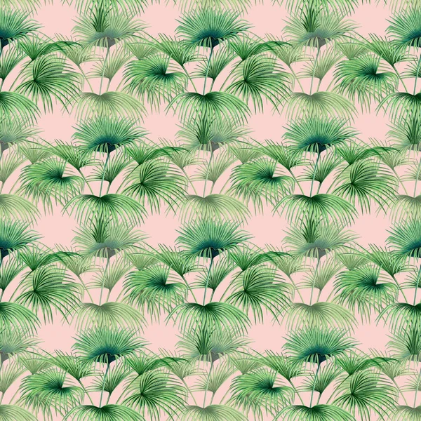 Akwarela Malarstwo Kolorowe Liście Palmy Bezszwowy Wzór Różowym Tle Akwarela — Zdjęcie stockowe