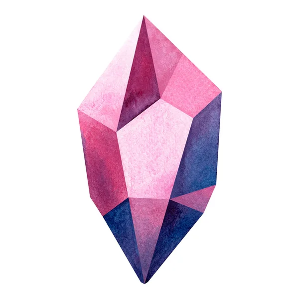 Υδατογραφία Ροζ Πορφυρό Βιολετί Πολύχρωμα Χρώματα Κρύσταλλο Ζαφείρι Ορυκτά Χαλαζία — Φωτογραφία Αρχείου