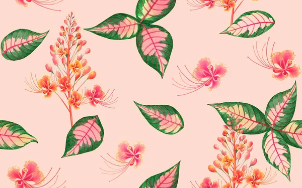 Suluboya renkli tropikal yaprak, yeşil iz bırakmayan arka plan. Suluboya el, duvar kâğıdı için tropik egzotik yaprak baskıları çizmiş. Tekstil Hawaii aloha yaz tarzı.