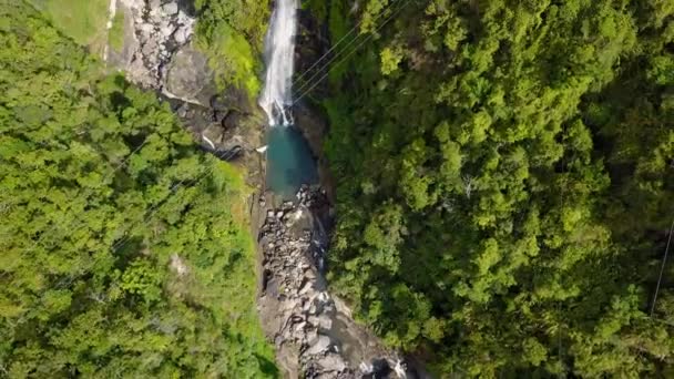 ( 영어 ) Birds Eye View of Waterfalls And Green Lush Vegetation Surrounding Sagada, Mountain Province, Philippines - airdrone shot — 비디오