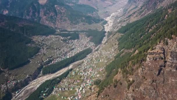 Birds Eye View Tourist Town Manali Mountains Indian State Himachal — Stock Video