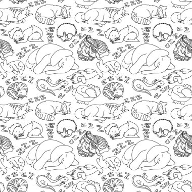 hayvanlar ve bebek uyku ile seamless modeli.