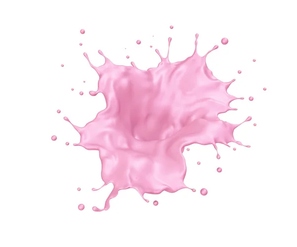 ピンクファンデーション液体スプラッシュ 3Dレンダリング — ストック写真